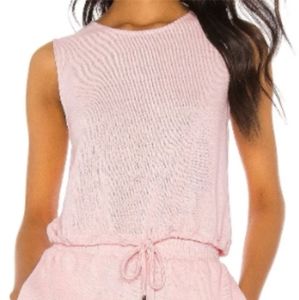 Callahan Knitwear Pink Coco Drawstring Ramie Knit Tank S